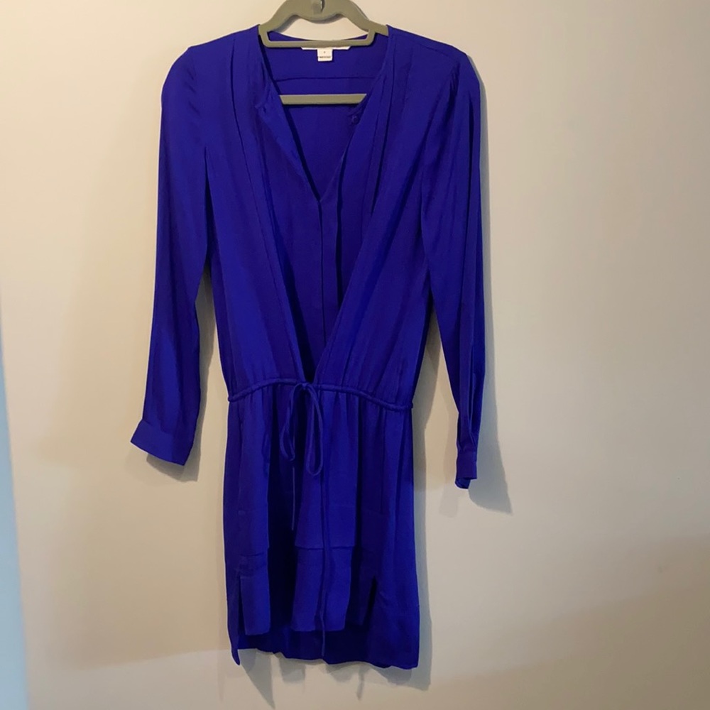 Silk Blue Long Sleeve Dress